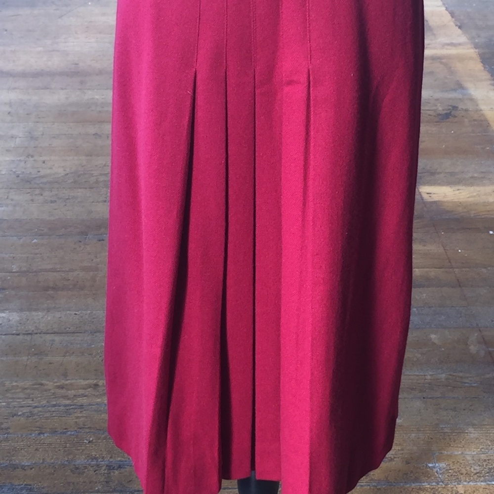 Vintage Burgundy Wool Pleated Skirt Set - Picture 9 of 9